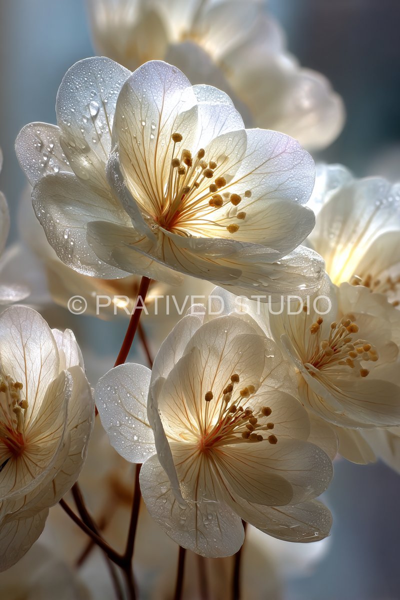 Translucent flower petals watercolor