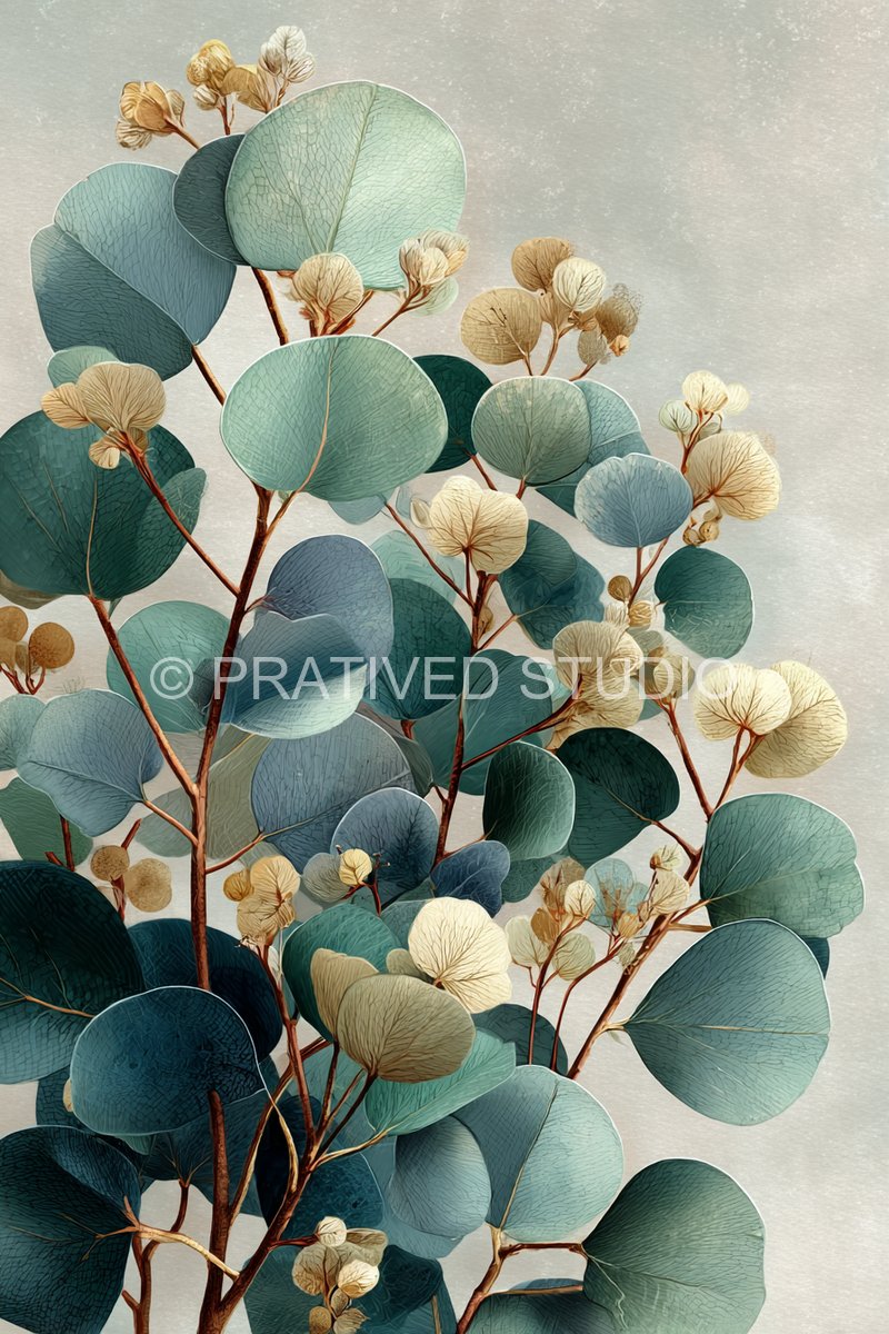 Botanical watercolor, quiet composition