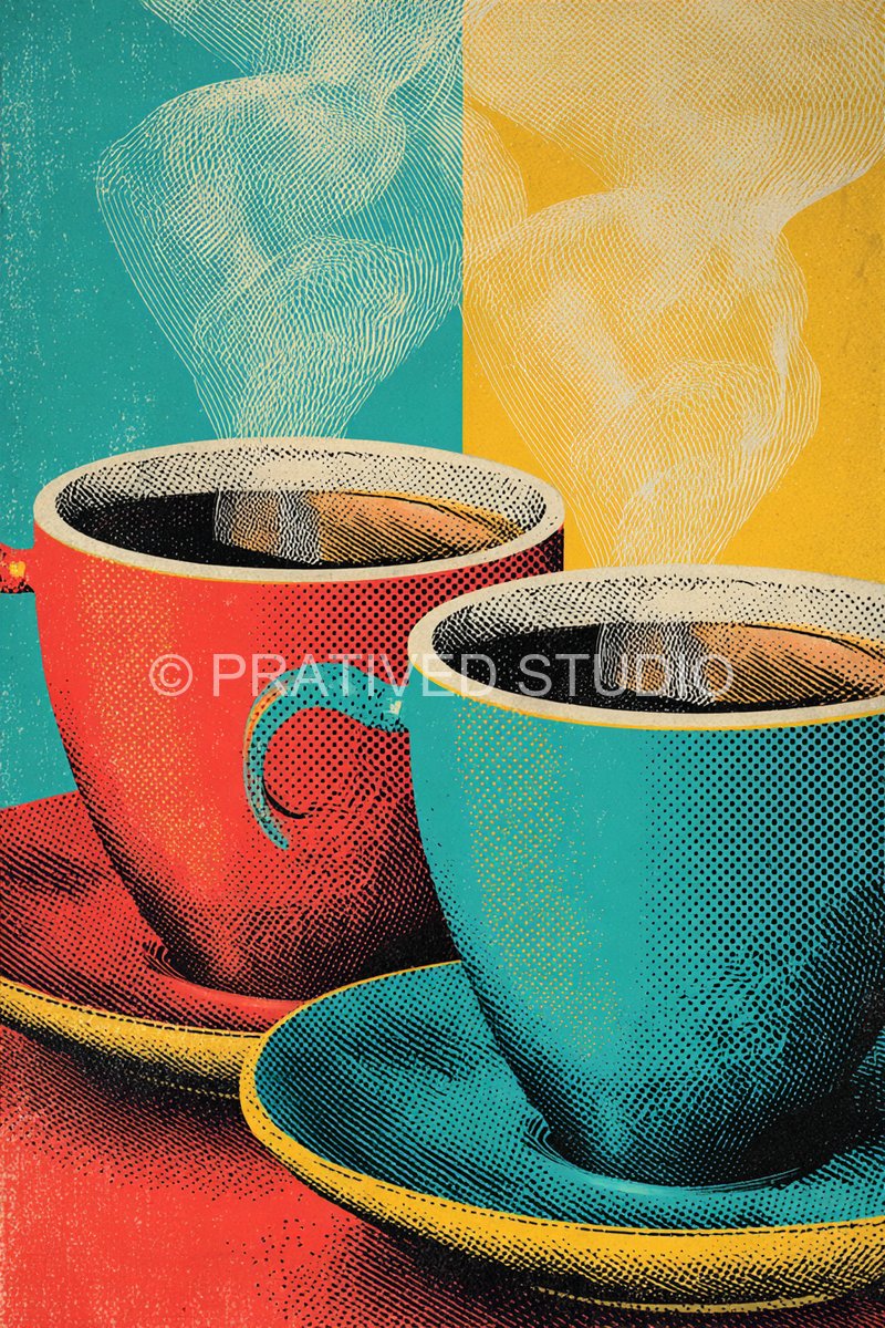 Retro pop art coffee cups